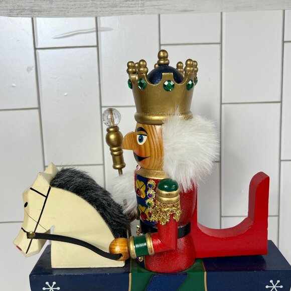 Vintage Wooden King Nutcracker Riding Horse Rocking Figurine - Picture 3 of 11